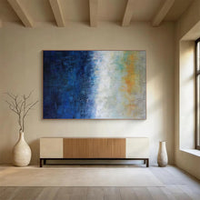 Load image into Gallery viewer, Blue - Gradient Abstract “Dawn’s Edge” Painting on Canvas, Subtle Sunrise Art DKH854