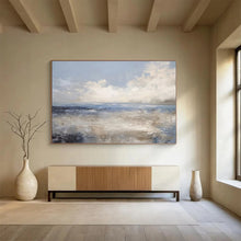 Load image into Gallery viewer, Coastal Abstract Painting with Soft Blues On Canvas for Beach House Dining Room & Relaxation Corner DKH337