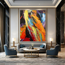 Load image into Gallery viewer, “Colorful Textured Mountain Abstract” - Multicolor Abstract Art on Canvas DKH1262