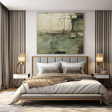Load image into Gallery viewer, Large - Format Hand - painted Abstract Green & Gray Landscape Acrylic Art for Rustic - Chic Dining Rooms LargeART0166