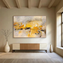 Load image into Gallery viewer, Yellow And Gray Abstract Expressionist Painting On Canvas DKH431