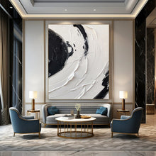 Load image into Gallery viewer, “Swirling Black and White Impasto” - Expressive Minimalist Art on Canvas DKH1677