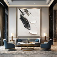 Load image into Gallery viewer, “Grey and White Impasto Strokes” - Textured Minimalist Art on Canvas DKH1669