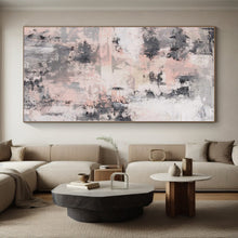 Load image into Gallery viewer, Hand - painted Large - scale Gray and Pink Abstract Fusion Acrylic Art for Calm Bedrooms LargeART0051