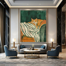Load image into Gallery viewer, Green - Orange Abstract Pet Art, Perfect for Cozy Pet - Friendly Bedroom & Charming Living Room LargeART2046