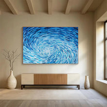 Load image into Gallery viewer, Blue Swirl Abstract Painting on Canvas - “Ocean Whirlpool” DKH789