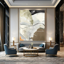 Load image into Gallery viewer, “Neutral Abstract with Black Lines” - Beige, Grey, Black Abstract Art on Canvas DKH1237