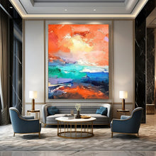 Load image into Gallery viewer, Orange & Turquoise Abstract Art, Perfect for Modern Loft & Creative Studio LargeART2114