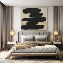 Load image into Gallery viewer, Stacked Black Shapes Abstract Art for Industrial - chic Loft & Contemporary Art Gallery LargeART0936
