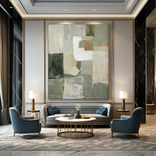 Load image into Gallery viewer, Green - Beige - White Abstract Minimalist Art, Perfect for Modern Office & Contemporary Hallway LargeART2052