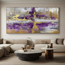Load image into Gallery viewer, Purple - Gold - Gray Fusion Art for Luxury Bedroom & Hotel Lobby LargeART0844