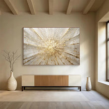 Load image into Gallery viewer, Golden Burst Hand-Painted Abstract Acrylic Art for Living Room Ceiling Accent LargeART1615