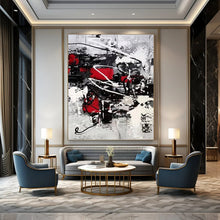 Load image into Gallery viewer, “Vibrant Chaos” – Splashes of red, black, white, and gray, energetic abstract forms DTP383