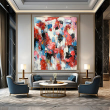 Load image into Gallery viewer, “Vibrant Drip Abstract with Reds and Blues” - Emotive Abstract Art on Canvas DKH1585