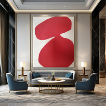 Load image into Gallery viewer, “Single Red Form” - Curved Red Abstract Shape Art, Abstract Painting on Canvas DKH1079