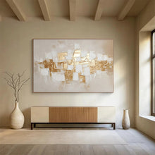 Load image into Gallery viewer, Gold & White Abstract - Luxe Living Room Art LargeART1552