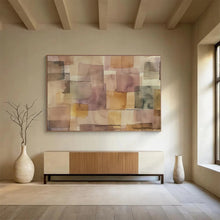 Load image into Gallery viewer, Soft - Toned Patchwork Abstract Painting on Canvas - “Pastel Quilt” DKH592