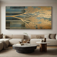 Load image into Gallery viewer, Golden Tree on Blue Acrylic for Luxury Home & Corporate Lobby LargeART0827