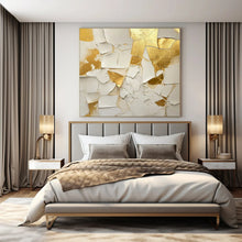 Load image into Gallery viewer, White - Gold Textured Abstract Painting, Perfect for Luxe Living Room & Elegant Dining Area LargeART1381