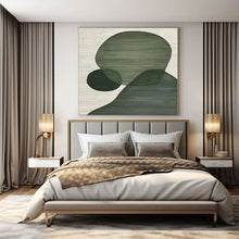 Load image into Gallery viewer, Large - Scale Hand - painted Green Overlapping Shapes Acrylic Art for Minimalist Living Rooms LargeART0164