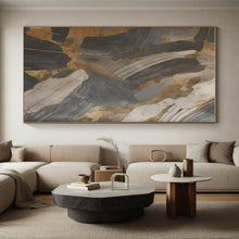 Load image into Gallery viewer, Gray - Gold Abstract Texture Art for Industrial - Chic Loft & Art Gallery LargeART0849