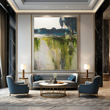 Load image into Gallery viewer, “Green Landscape Abstract Revisited” Abstract Painting on Canvas, Rustic Kitchen Decor DKH1022