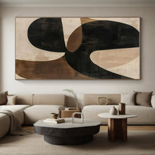 Load image into Gallery viewer, Black - Beige Curved Abstraction Art for Bohemian Café & Art Gallery LargeART0869