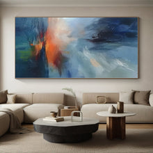Load image into Gallery viewer, Hand - painted Massive Abstract Coastal Sunset Acrylic Art for Nautical - Themed Bedrooms LargeART0087
