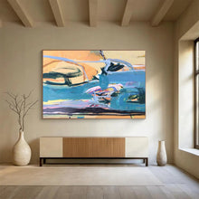 Load image into Gallery viewer, Expressive Color Fusion Blue, Orange & Bold Brushstrokes on Canvas DLZ007
