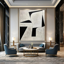 Load image into Gallery viewer, “Geometric Monochrome Abstraction” - Grey, Black Abstract Art on Canvas DKH1128
