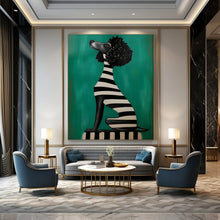 Load image into Gallery viewer, Green - Black - White Abstract Pet Portrait, Perfect for Playful Kids’ Room & Eclectic Living Room LargeART2049