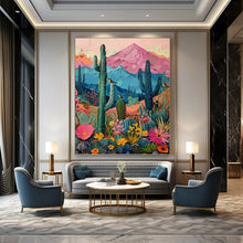 Load image into Gallery viewer, “Colorful Desert Landscape” - Pink, Blue, and Green Nature Art on Canvas DKH1402