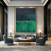 Load image into Gallery viewer, “Dark Green and Blue Layers” - Green, Blue Abstract Art on Canvas DKH1201