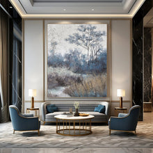 Load image into Gallery viewer, “Blue - Toned Forest Path” - Misty Woodland Landscape on Canvas DKH1458