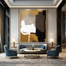 Load image into Gallery viewer, Geometric Shapes in Gold & Gray – Modern Abstract Composition DTP236