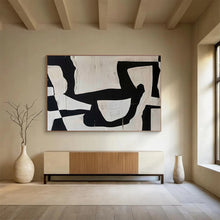 Load image into Gallery viewer, Monochrome Abstract Painting on Canvas - “Black and White Shapes” DKH745