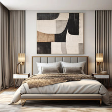 Load image into Gallery viewer, Beige - Gray - Black Geometric Abstract Painting, Perfect for Mid - Century Modern Living Room & Chic Home Office LargeART1371