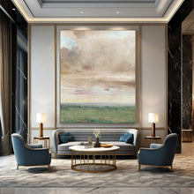 Load image into Gallery viewer, Green & Brown Abstract Field Art, Perfect for Rustic Bedroom & Calm Office LargeART2116