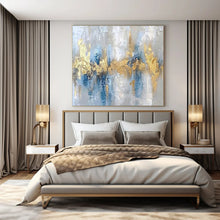Load image into Gallery viewer, Gray - Blue - Gold Abstract Strokes Acrylic Art, Perfect for Minimalist Home & Office LargeART1011