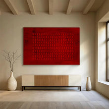 Load image into Gallery viewer, Hand - painted Red Textured Grid Acrylic Art for Industrial - Style Loft Decor LargeART1651