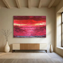 Load image into Gallery viewer, Fiery Red Sunset Abstract Painting for Romantic Dining Room & Coastal Villa Balcony DKH191