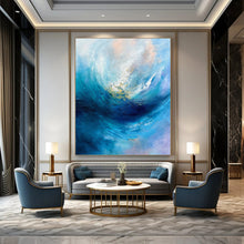 Load image into Gallery viewer, Impressionist Abstract Art, Color - Blended Fluid Painting for Coastal Bedroom & Relaxation Nook LargeART2250