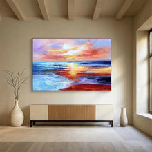 Load image into Gallery viewer, Colorful Sunset Seaside Abstract Painting for Coastal Home & Beachfront Restaurant DKH294