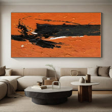 Load image into Gallery viewer, Orange Background with Black Strokes Acrylic Art - Ideal for Industrial - style Cafe & Bold Home Office LargeART0604