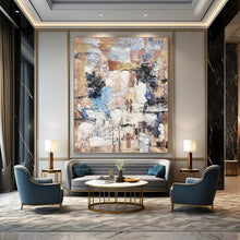 Load image into Gallery viewer, “Muted Tones Abstract Landscape” - Beige, Blue, Grey Abstract Art on Canvas DKH1303