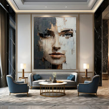 Load image into Gallery viewer, Textured Abstract Portrait, Layered Paint Fragmented Art for Avant - Garde Gallery & Thoughtful Library LargeART2190