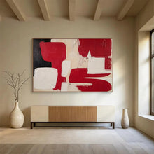 Load image into Gallery viewer, Hand - painted Large - scale Red, Black, and White Abstract Acrylic Art for Avant - Garde Bedrooms LargeART1802