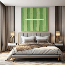 Load image into Gallery viewer, Green Striped Abstract with Figures, Suited for Whimsical Garden Room & Sports - Lover’s Den LargeART1356
