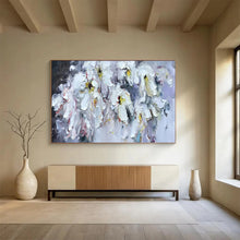 Load image into Gallery viewer, Hand - painted Large - dimension White Flowers with Colorful Accents Acrylic Art for Bright Living Rooms LargeART1763
