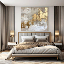 Load image into Gallery viewer, Gray & Gold Textured Abstract Canvas Painting, Perfect for Industrial - Chic Office & Modern Entryway LargeART1275